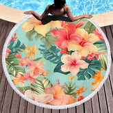 Lofaris Floral Hawaii Summer Holiday Vibe Round Beach Towel